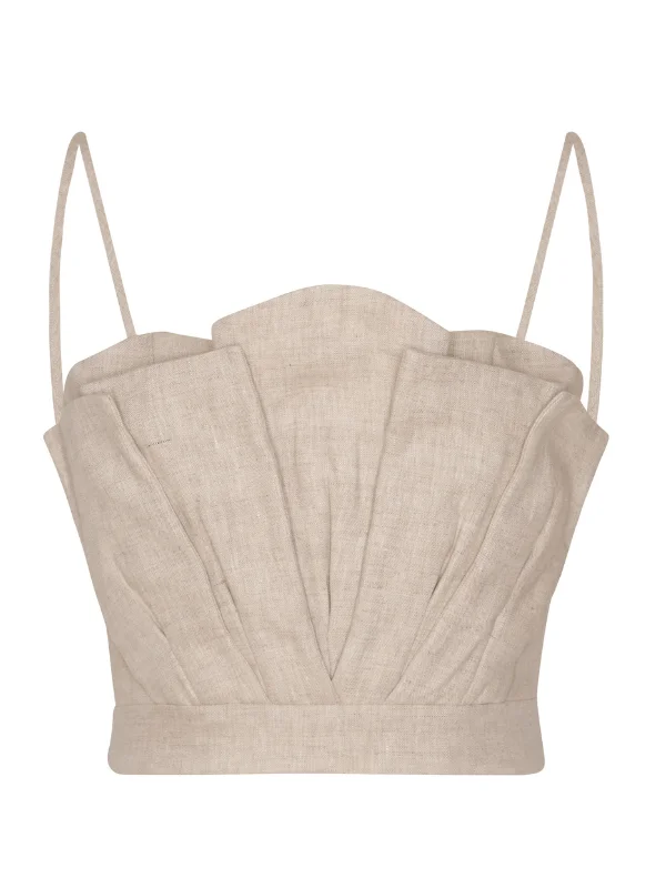 Amapolas Linen Corset Top in Oatmeal - 1