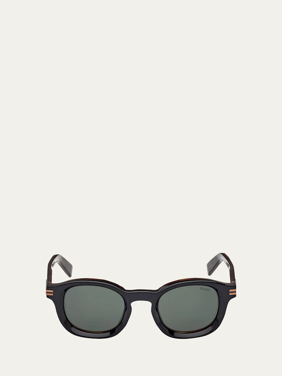 Men's Acetate Round Sunglasses - 1