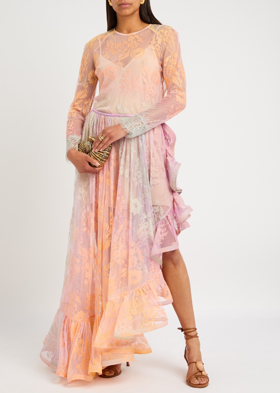 Zimmermann Zimmermann Dawning Lace Billow Mesh Midi Skirt