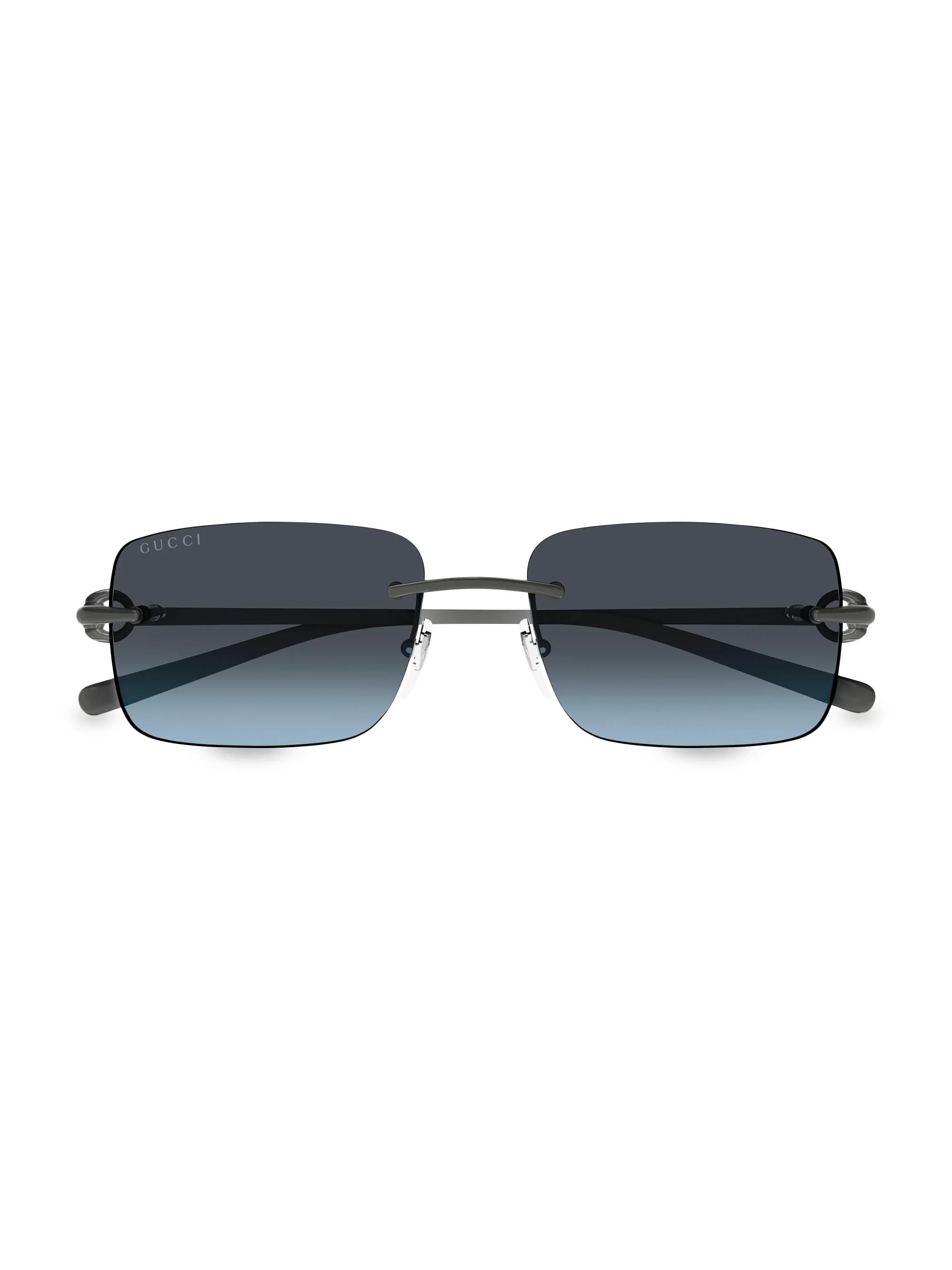 Men's Horsebit Top Bar 55MM Square Sunglasses - Ruthenium Grey - 1