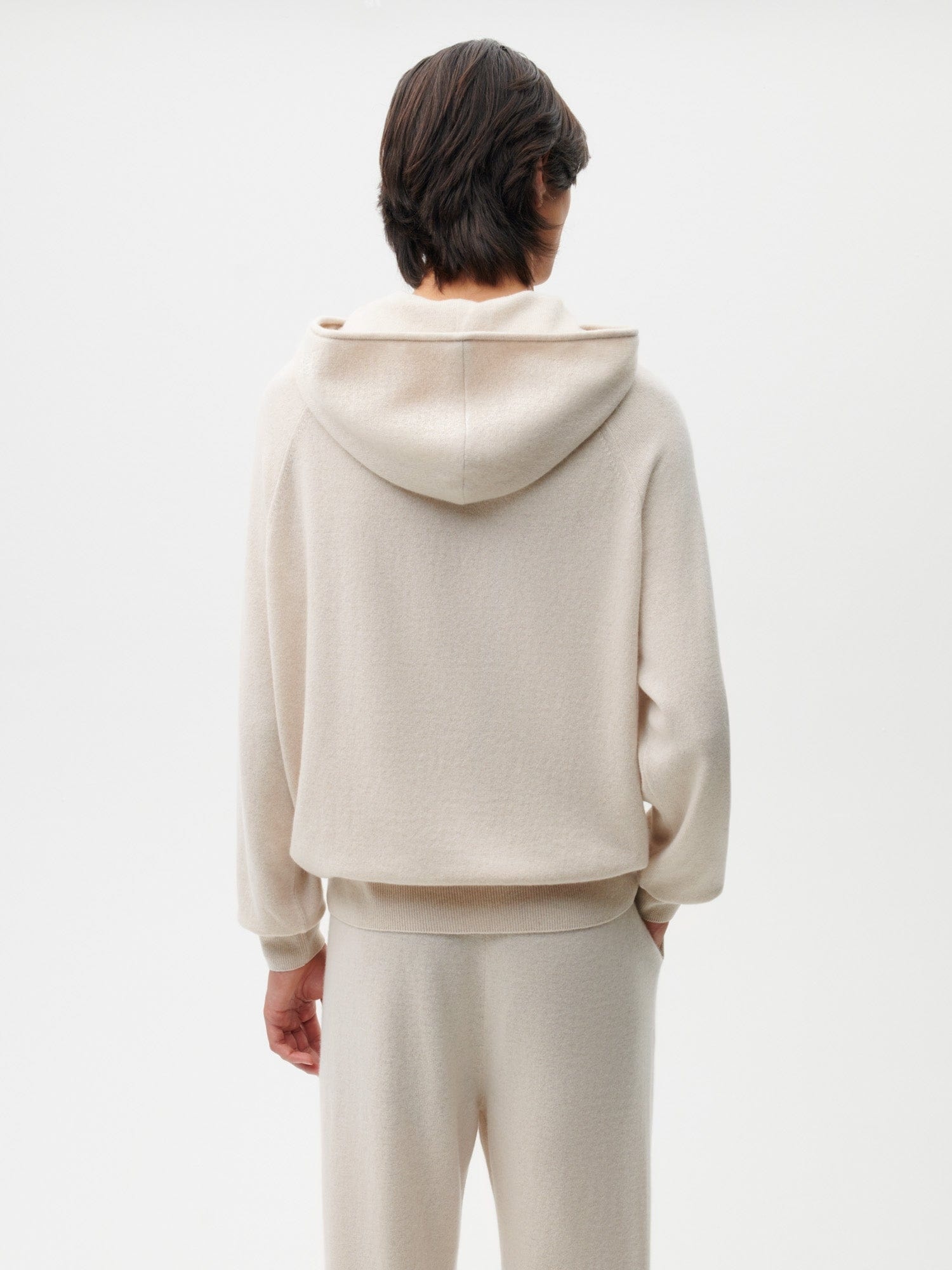 Mens Recycled Cashmere Hoodie - Oatmeal - 3