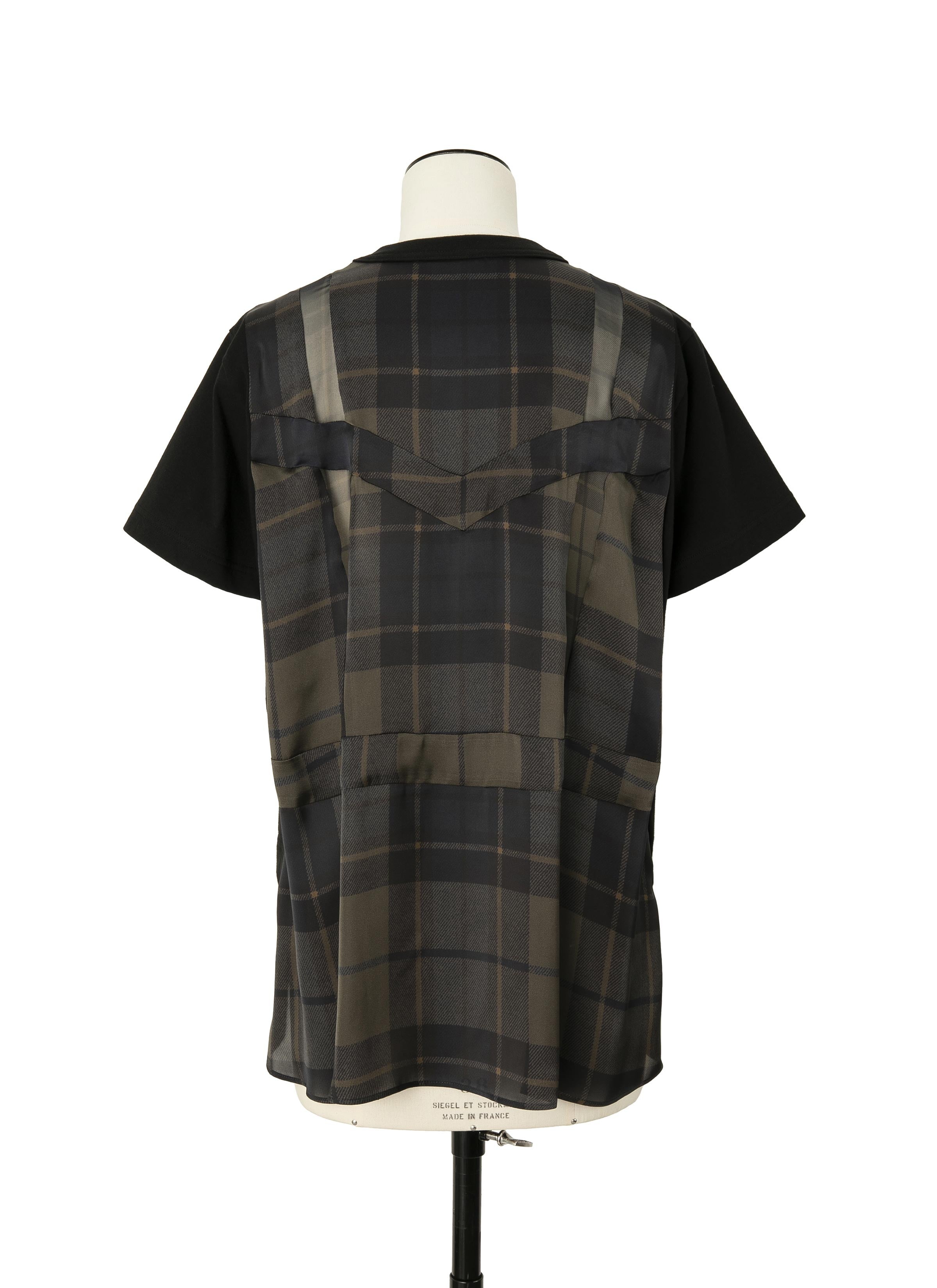 sacai Plaid Print x Cotton Jersey T-Shirt - 25-07896-505 | REVERSIBLE