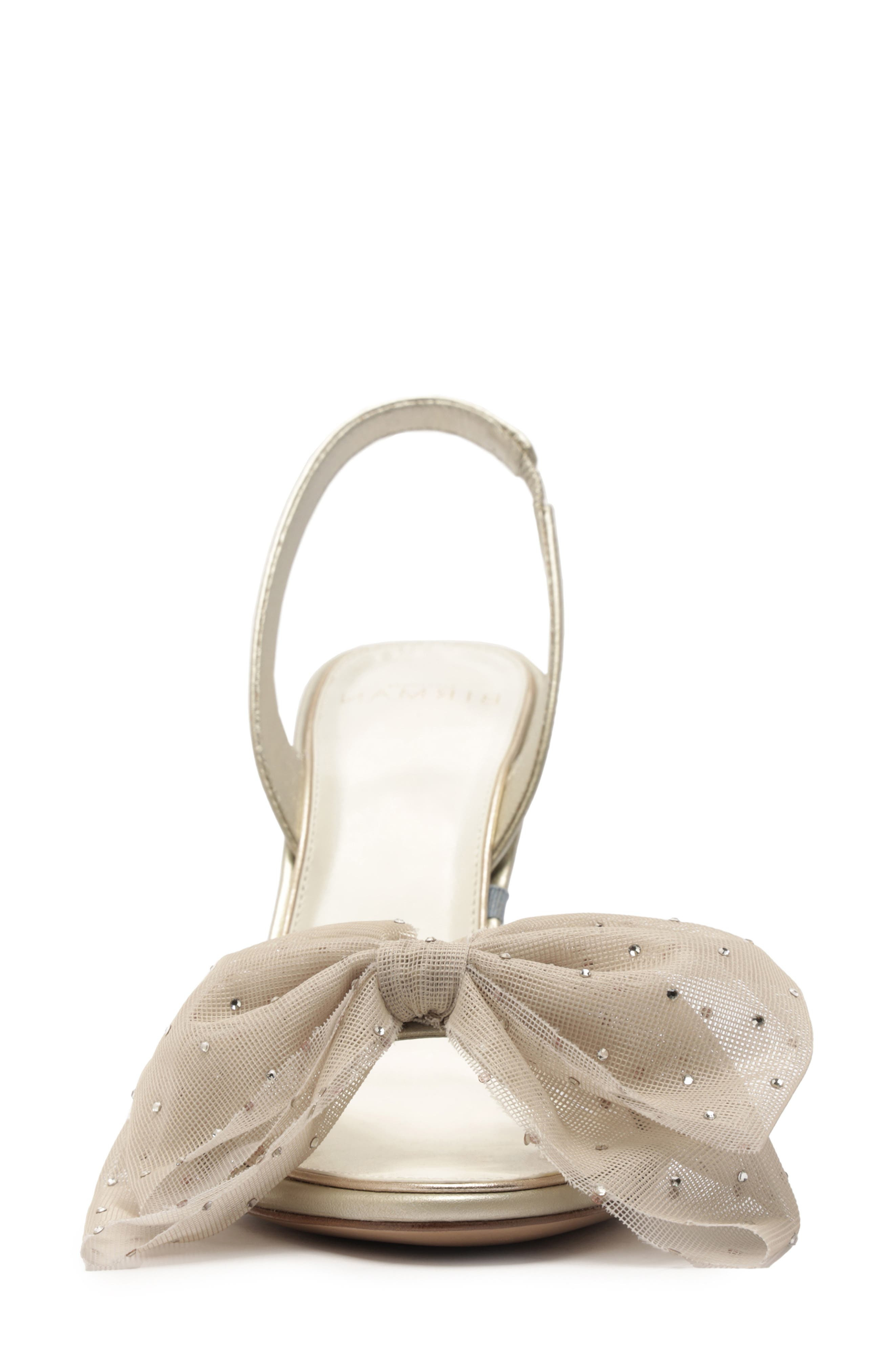 Alexandre Birman Isabelle Crystal Embellished Bow Slingback Sandal in Brut at Nordstrom - 4