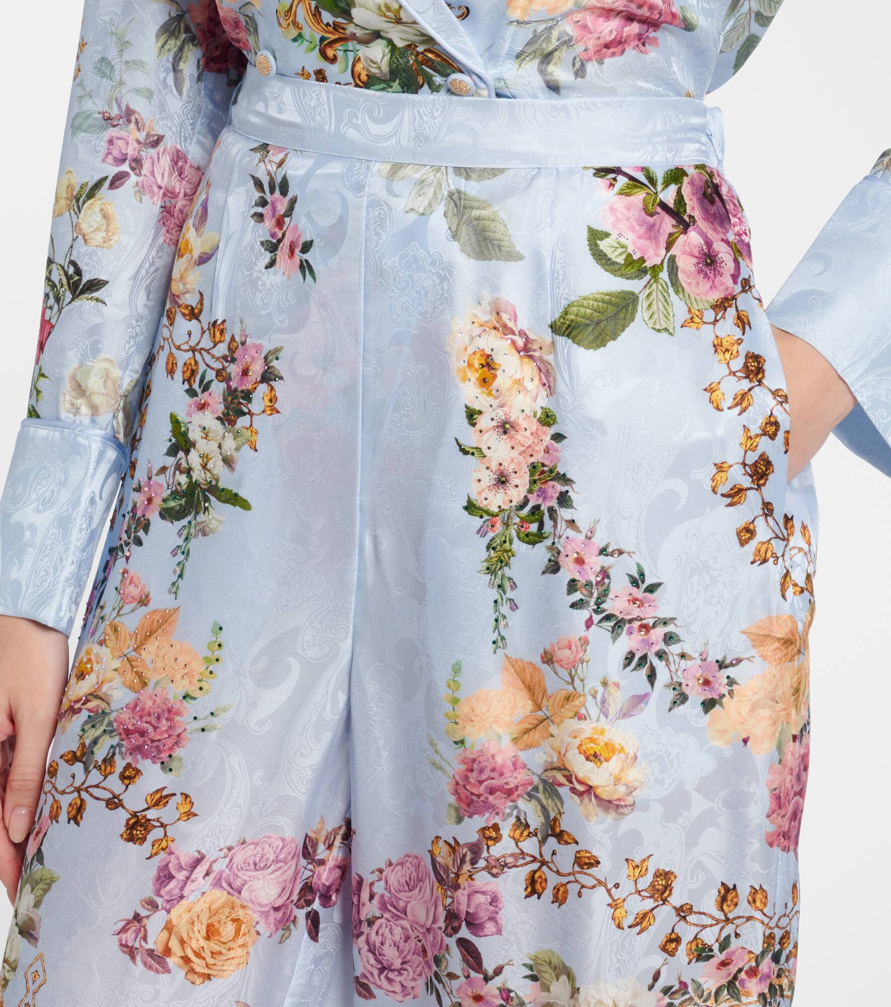 Tiled In Time floral wide-leg pants - 4