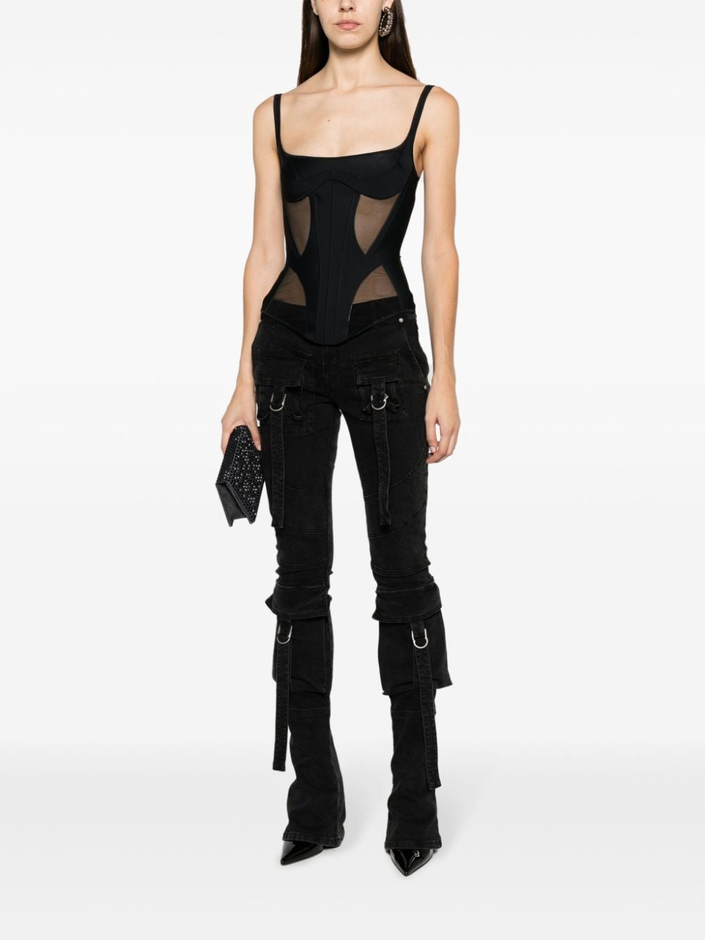 Illusion semi-sheer corset top - 2