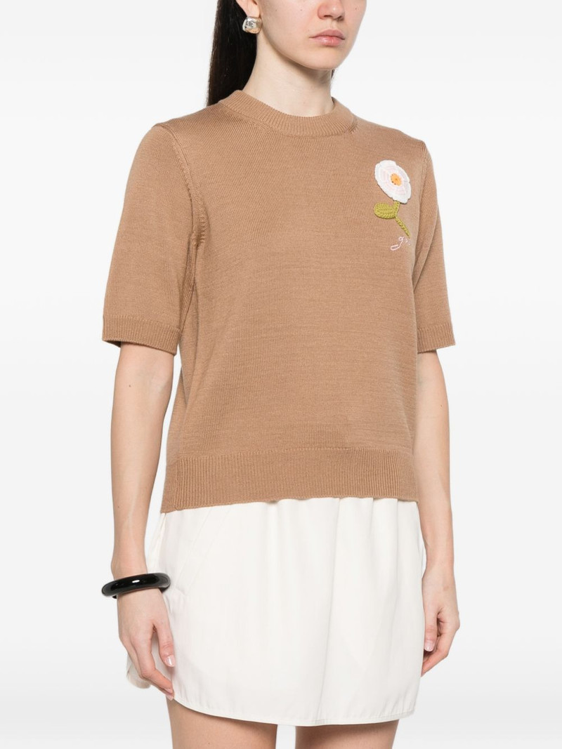 floral-appliqué short-sleeve sweater 3