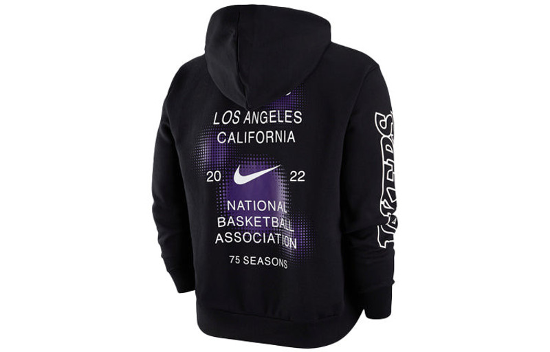 Jordan Men's Air Jordan NBA Los Angeles Lakers Printing Knit Fleece Pullover Black DH9454-010 outlook