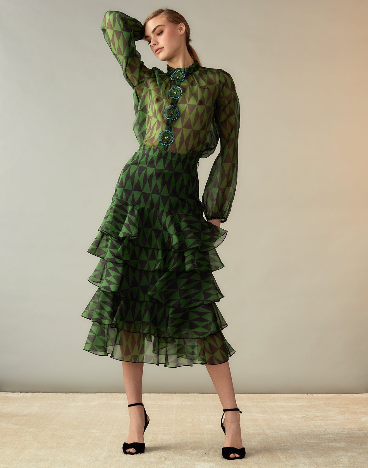 Evergreen Silk Organza Skirt - 4