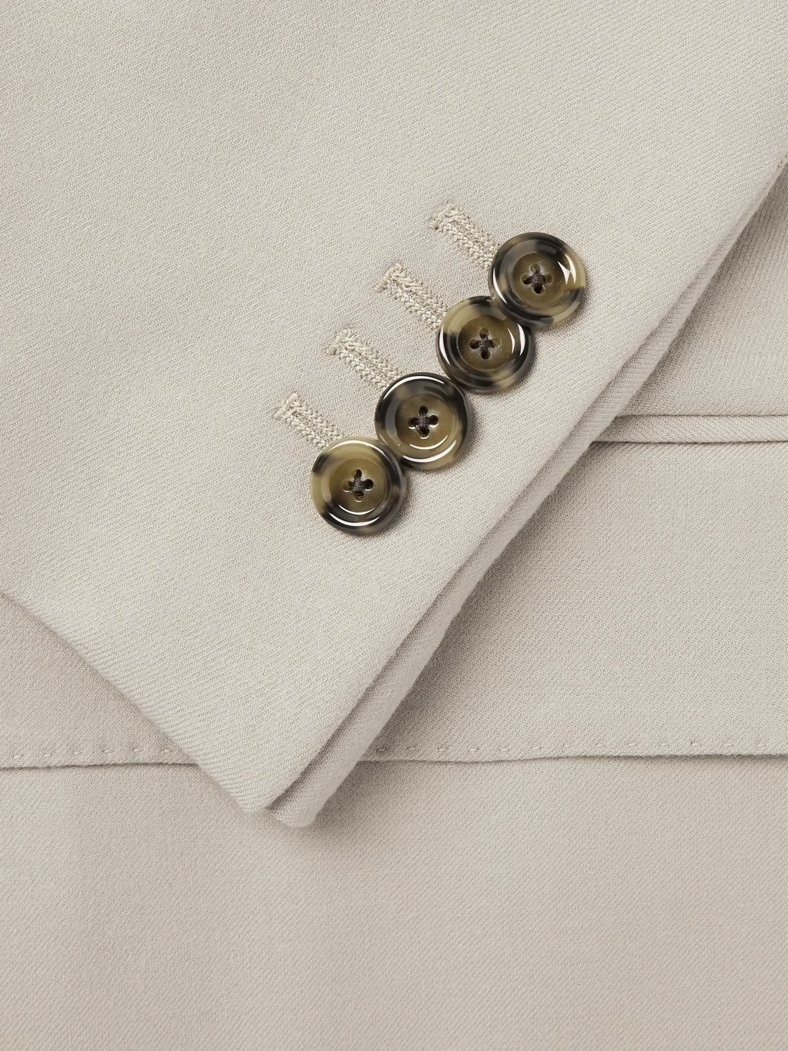 Virgin Wool-Blend Twill Suit Jacket Beige - 5