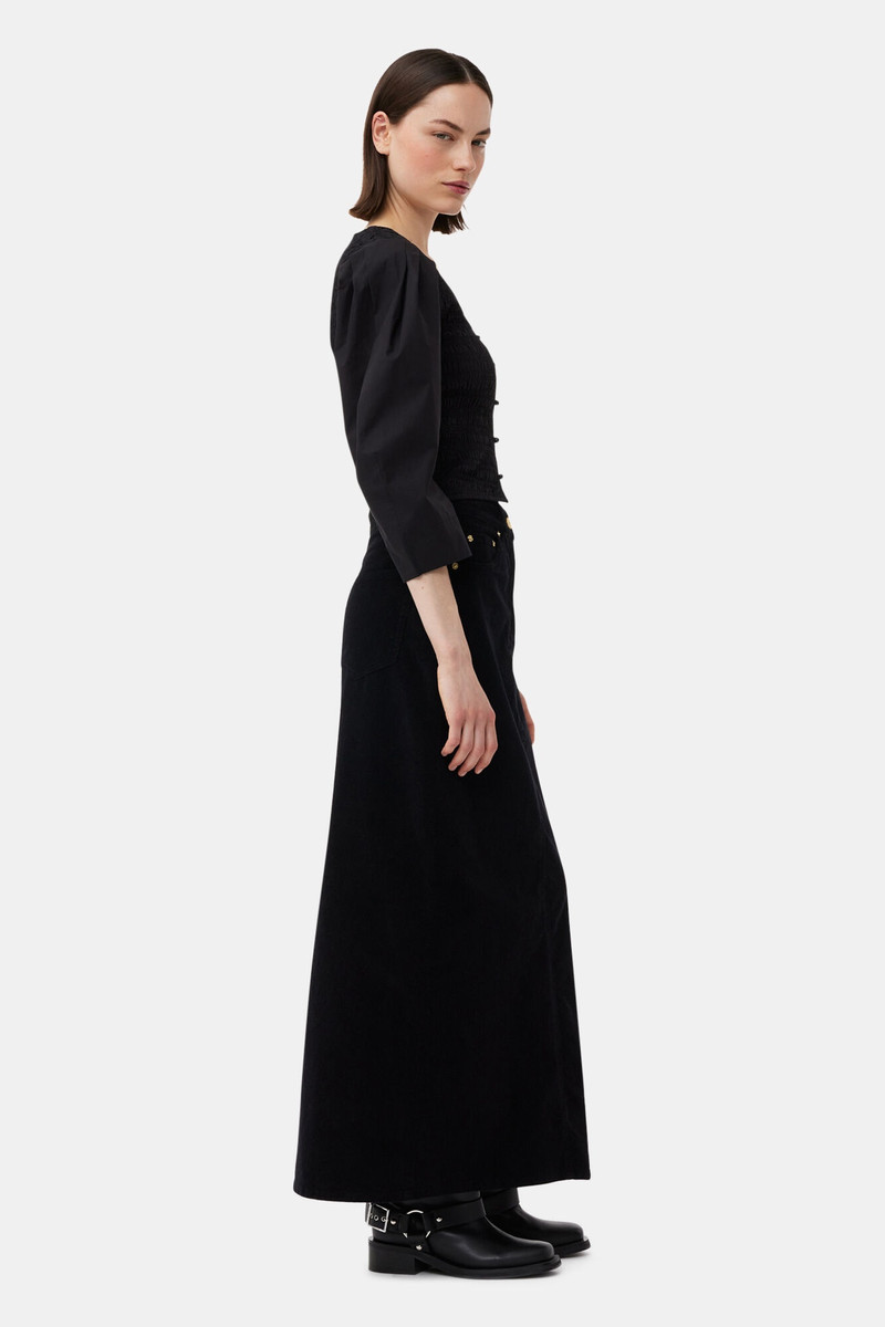 BLACK COTTON POPLIN SMOCK BLOUSE 5