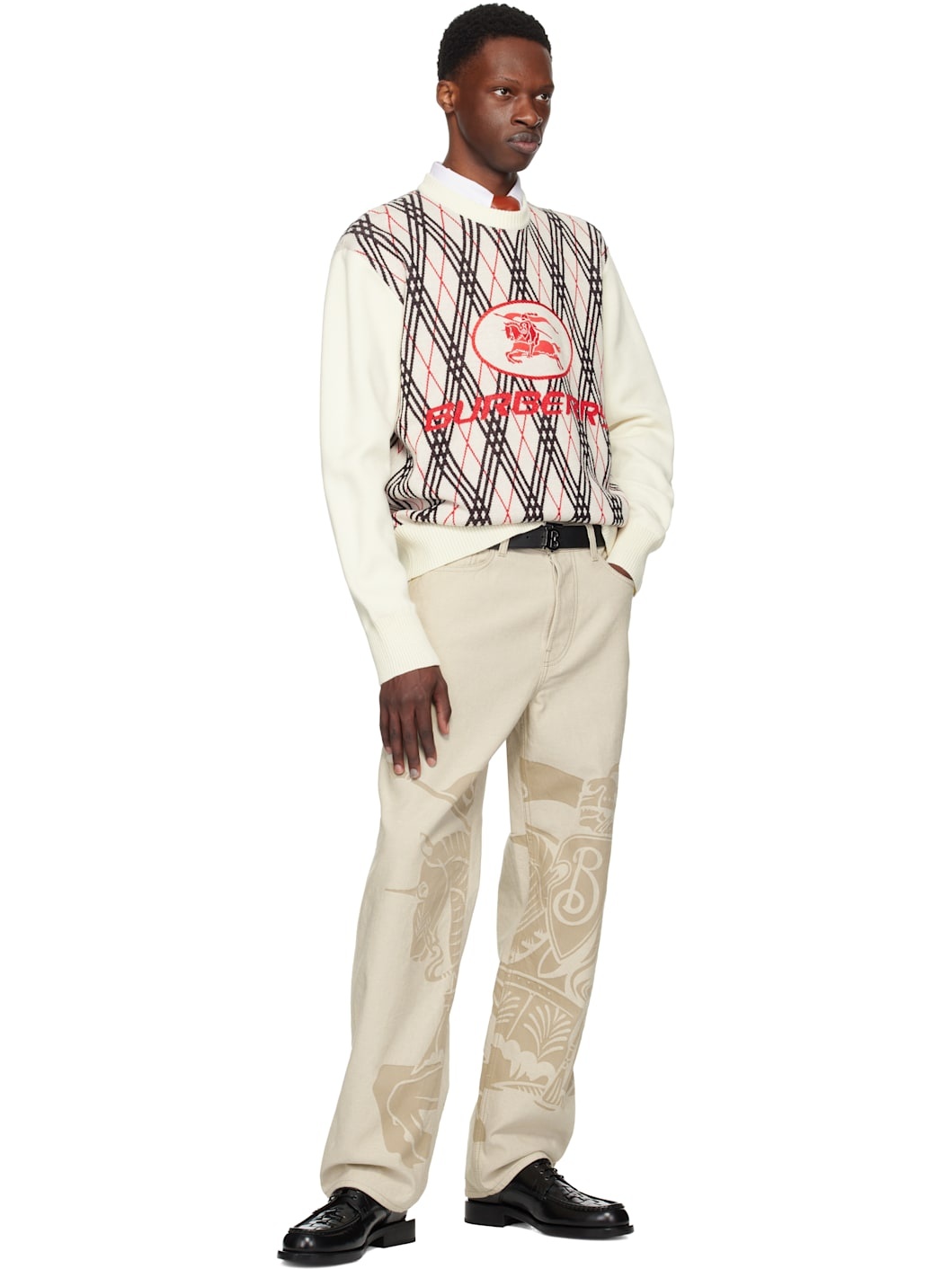 Off-White Argyle Check Wool Blend Sweater - 4