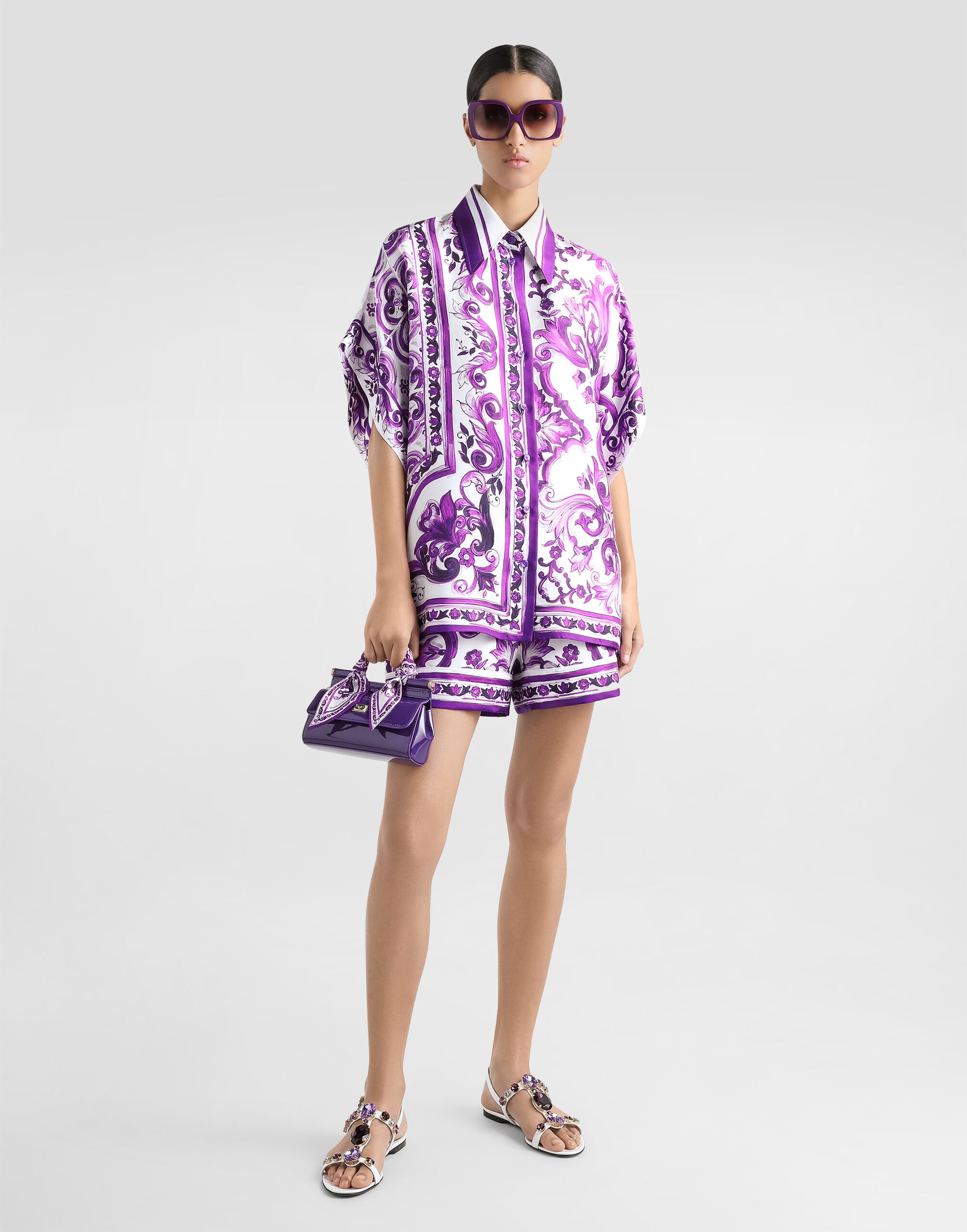 Majolica-print twill shorts - 2