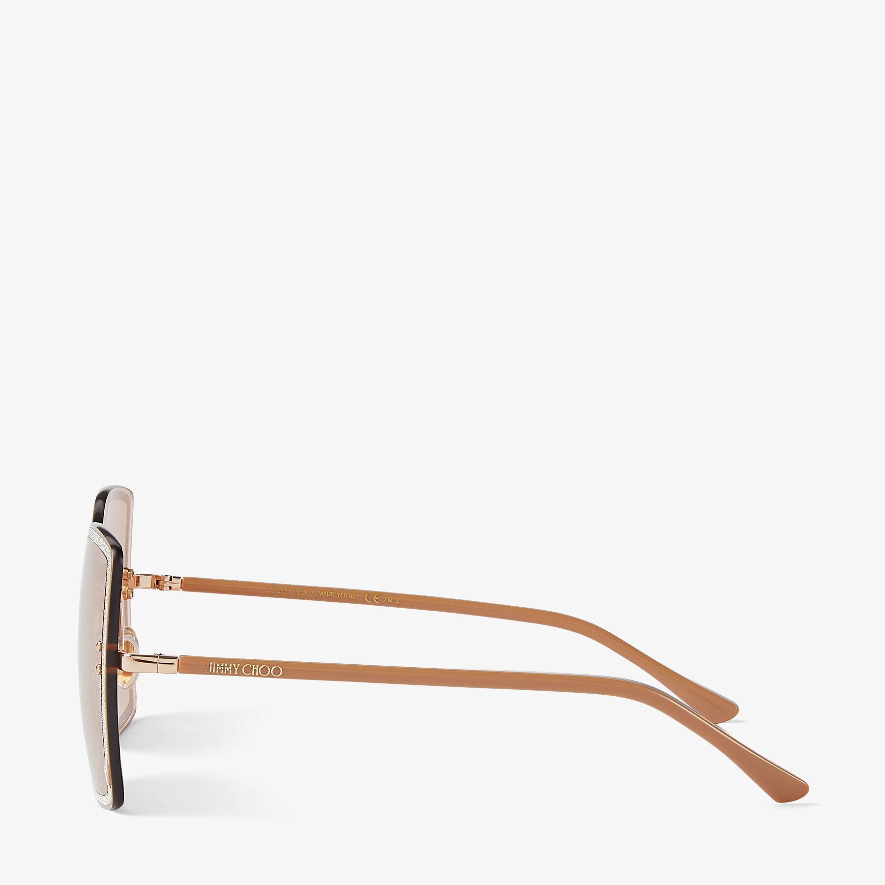 Leti
Copper Gold Metal and Nude Glitter Square-Frame Sunglasses - 2