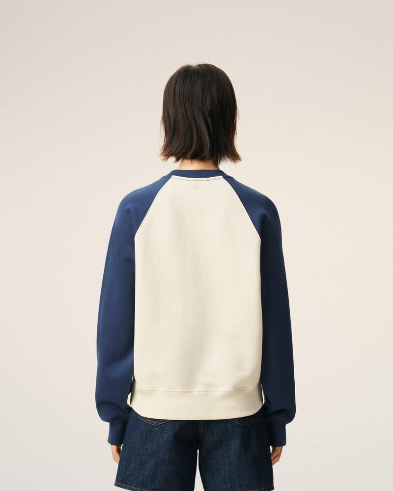 WHITE AND BLUE COTTON KNITTED AMI DE COEUR SWEATSHIRT 5