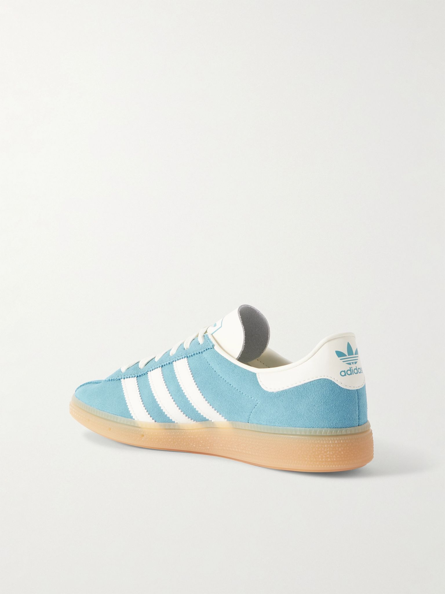 Muenchen Leather-Trimmed Suede Sneakers Light blue - 4