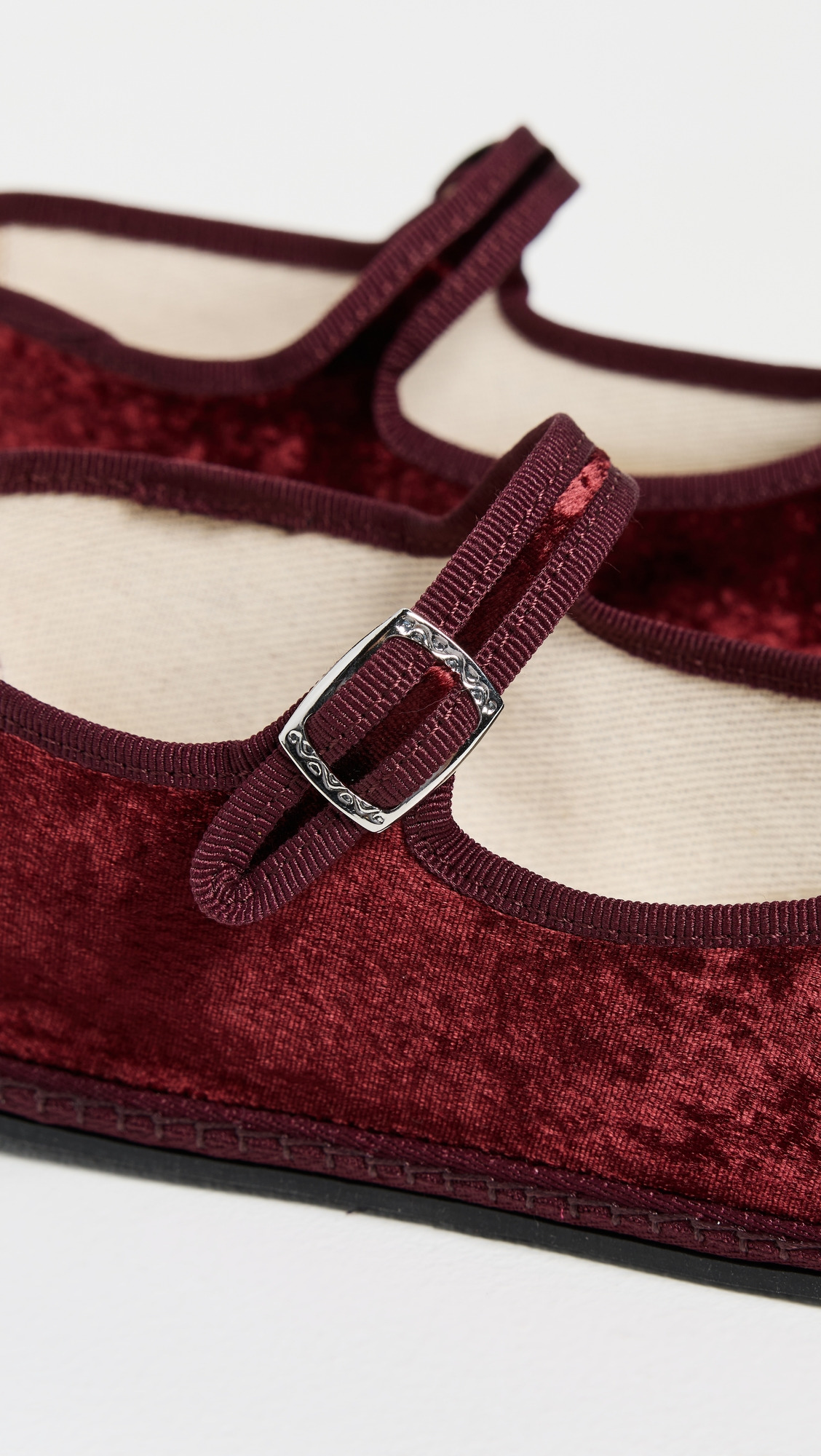 Mary Jane Satin Velvet Flats - 5