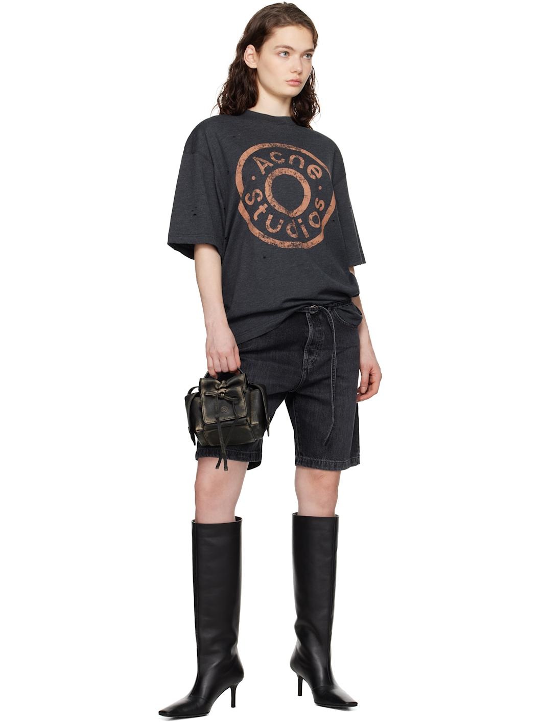 Black Loose-Fit Denim Shorts - 4