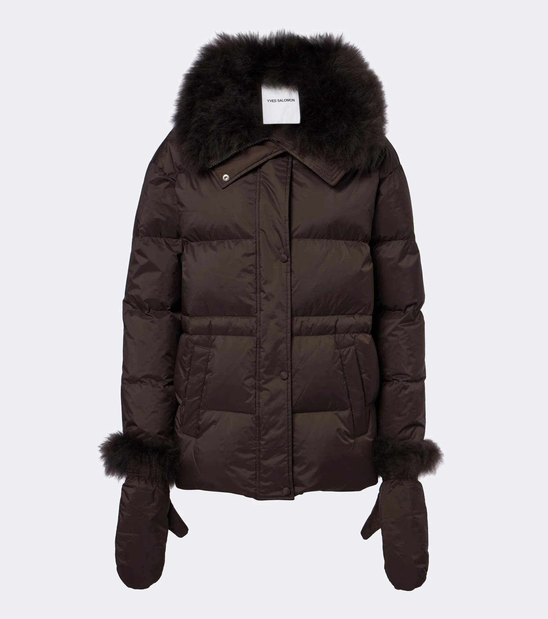 Set of calf-hair trimmed down jacket and gloves - 1