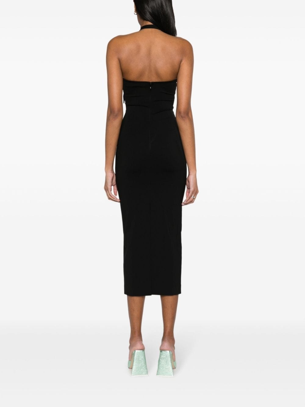 buckle-embellished halterneck midi dress - 4