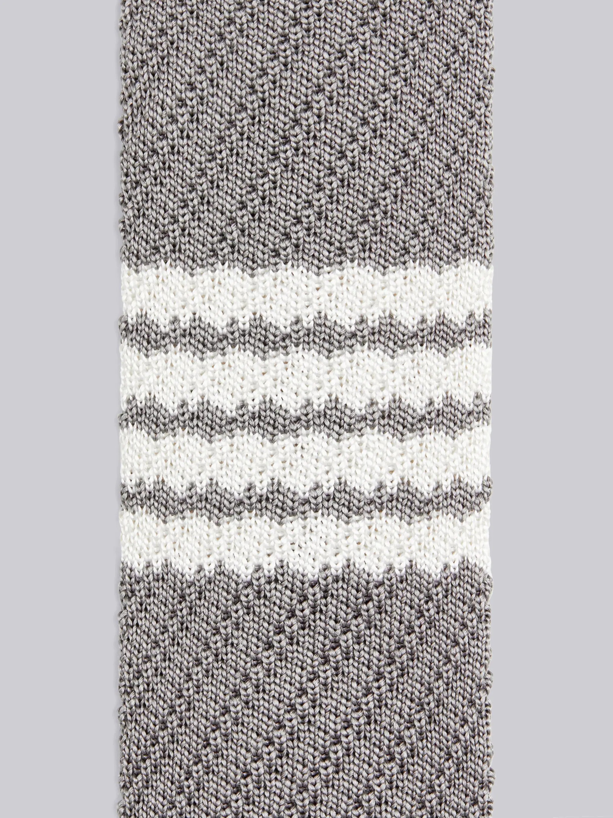 Light Grey Silk Knit 4-Bar Tie - 2