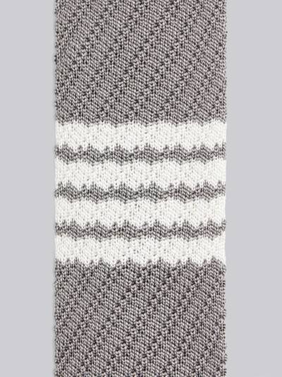 Thom Browne Light Grey Silk Knit 4-Bar Tie outlook