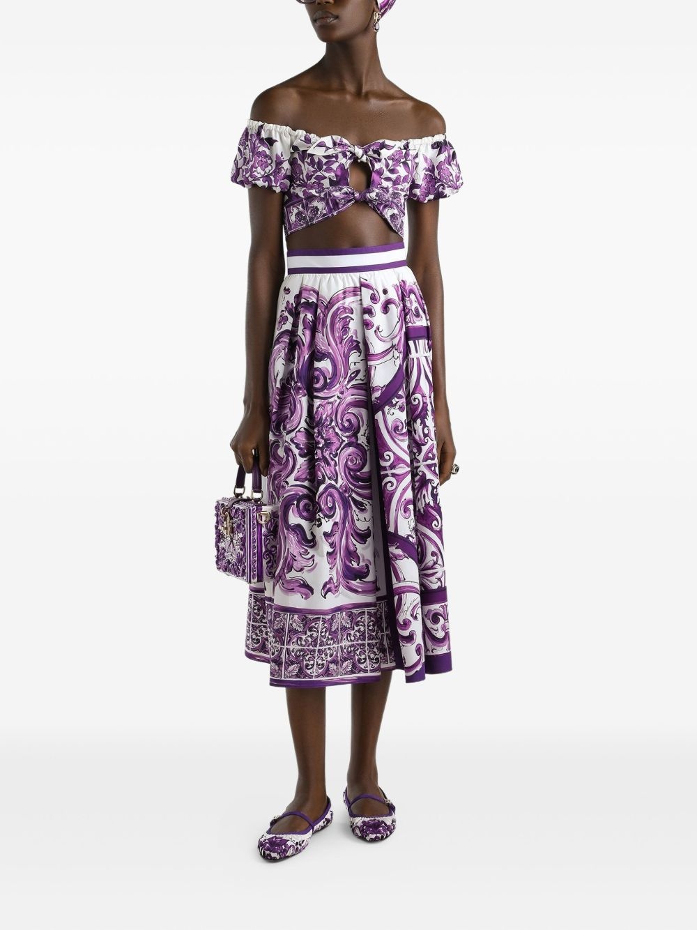 Majolica-print midi skirt - 2
