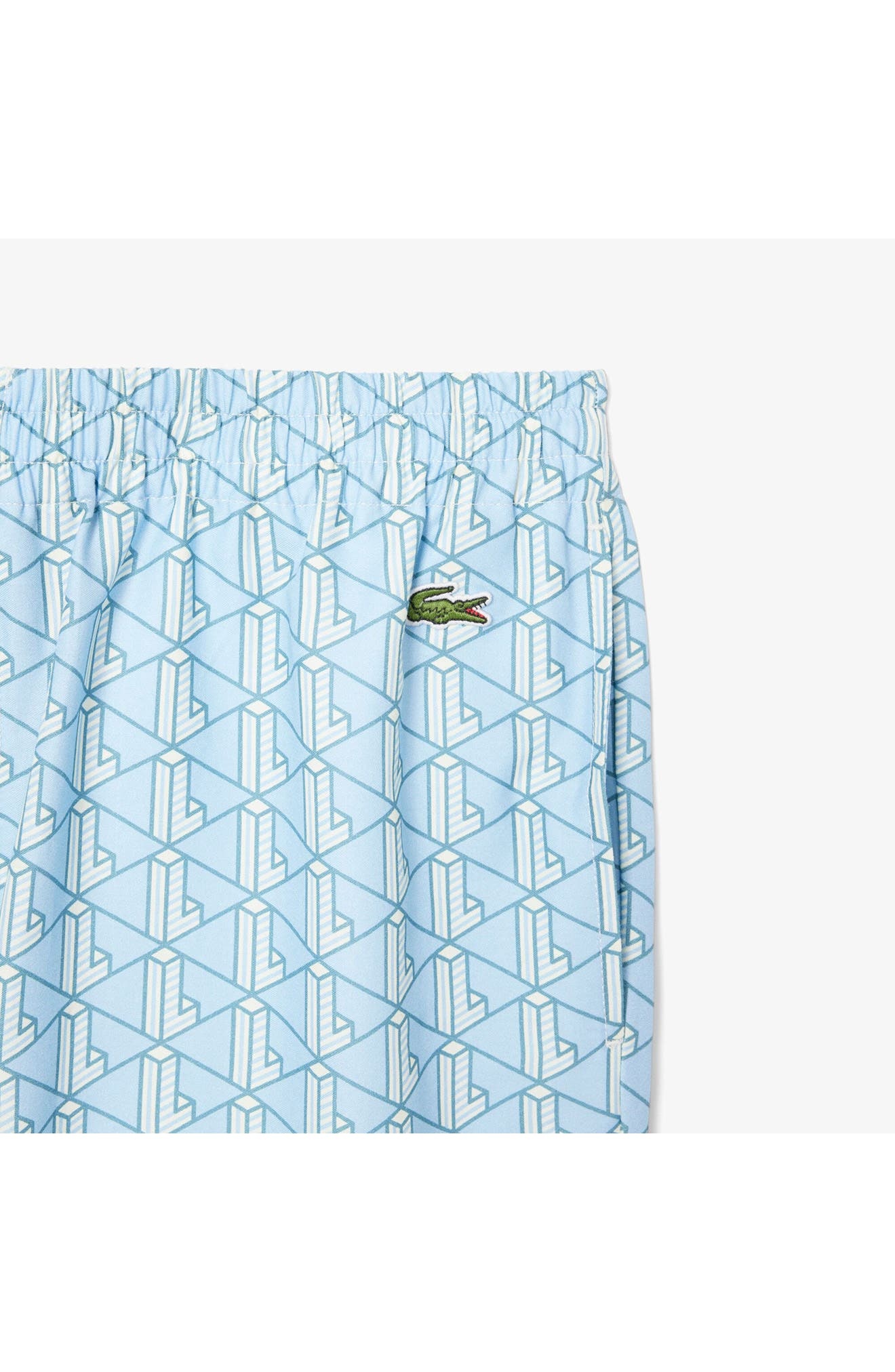 Lacoste Monogram Relaxed Fit Pull-On Shorts in Gil Overview/Limestone at Nordstrom - 4