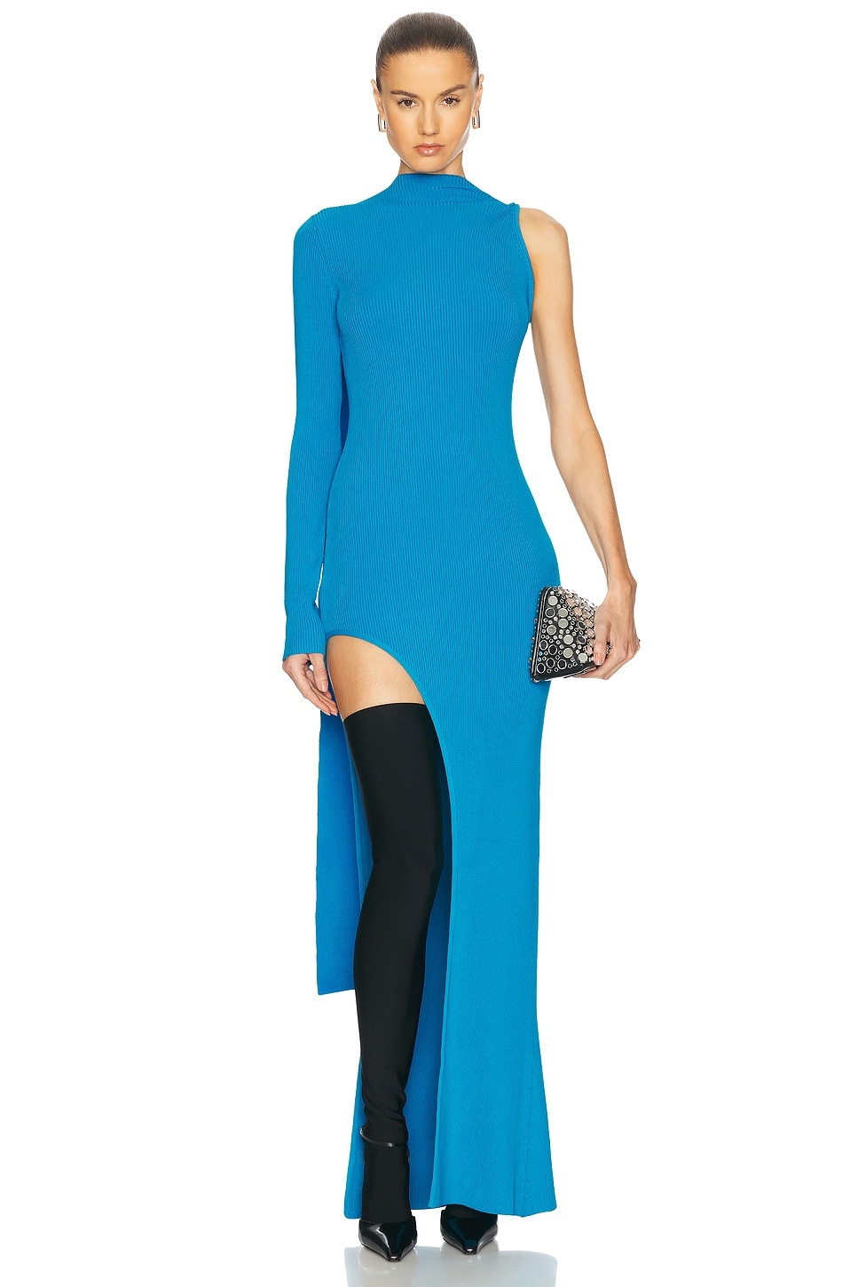 Asymmetric Cut One Sleeve Dress - 1