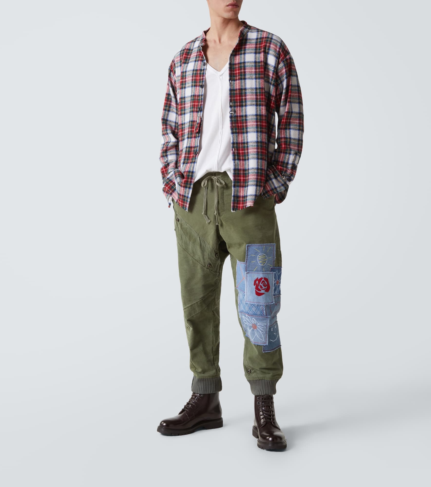 Patchwork cotton sweatpants - 2