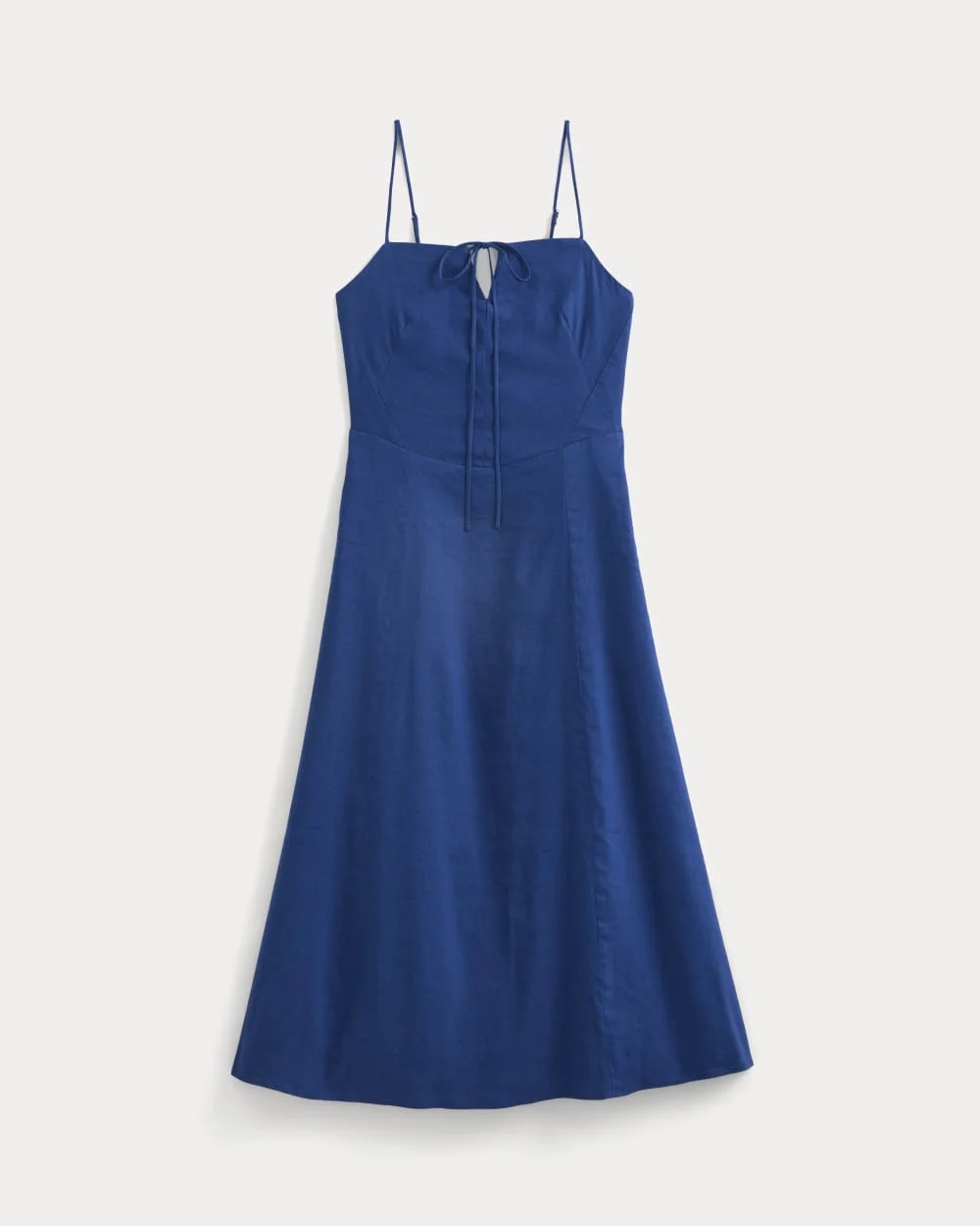 TIE-NECK DRESS IN STRETCH LINEN - 1
