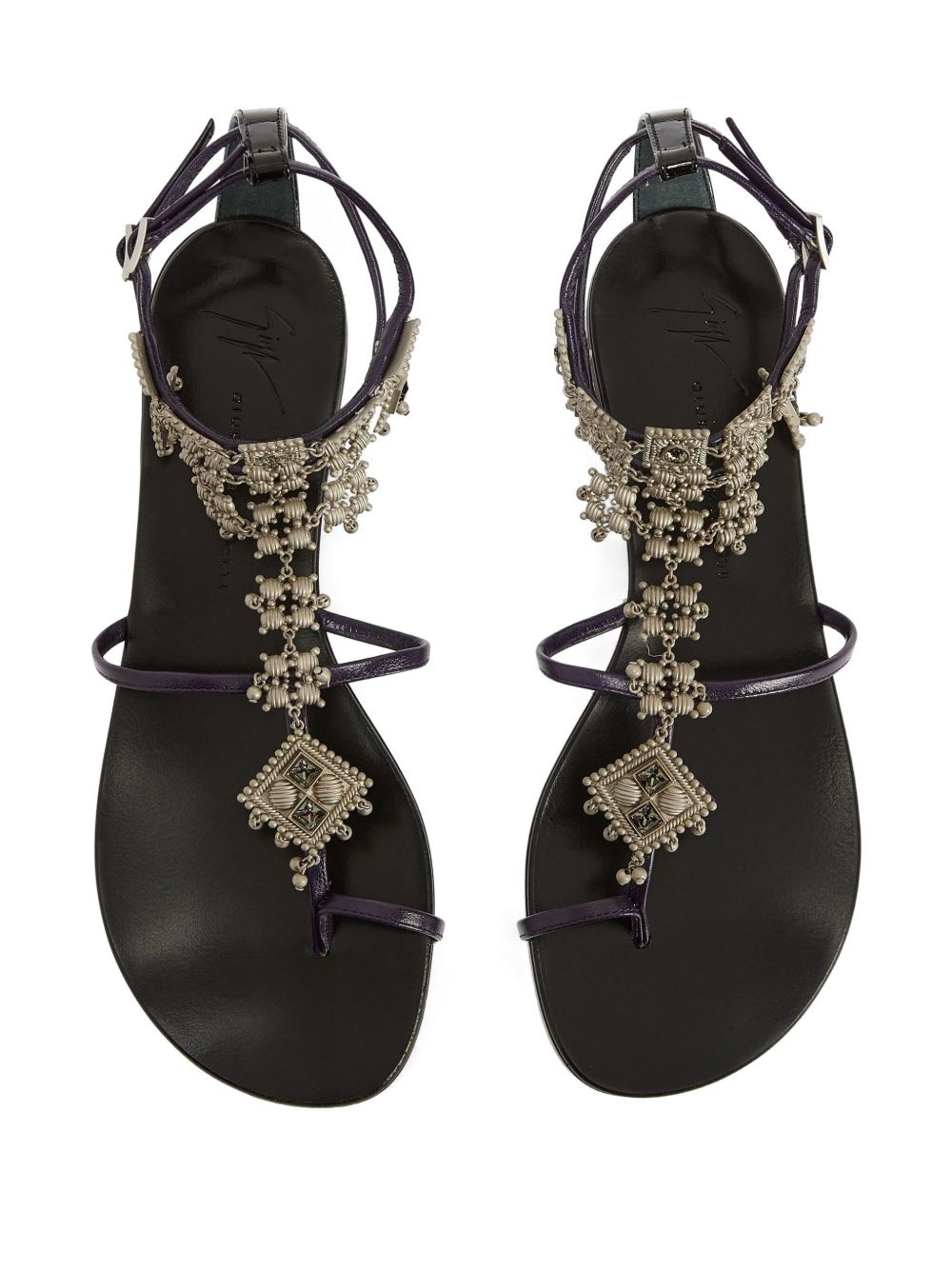 Amira embellished leather flat sandals - 3