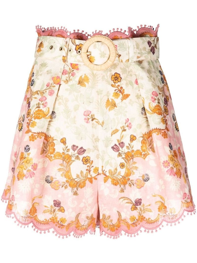 Laurel floral-print scalloped shorts - 1