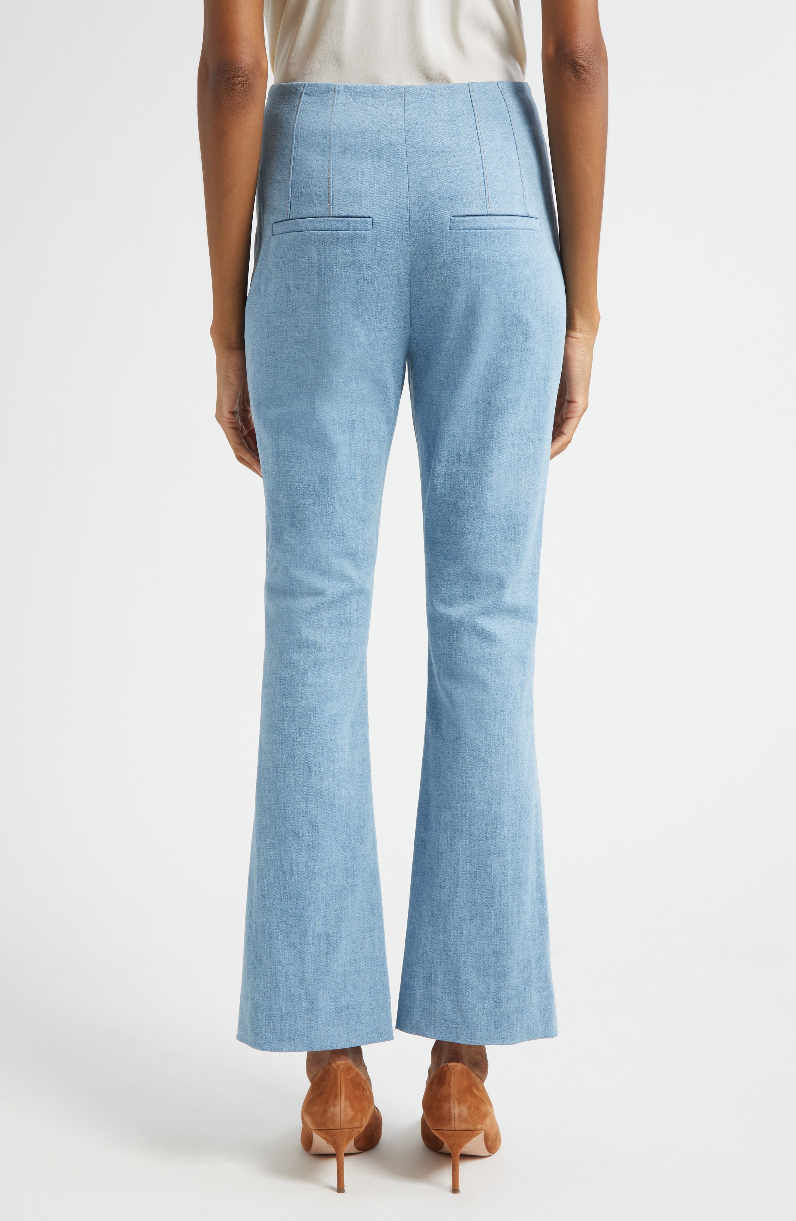 Veronica Beard Hawthorne Clean Waist Stretch Cotton Pants in Blue Mirage at Nordstrom - 3