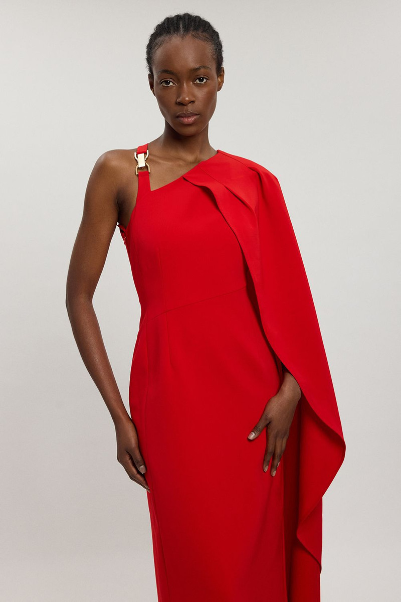 KAREN MILLEN Compact Viscose Asymmetric Detail Maxi Dress outlook