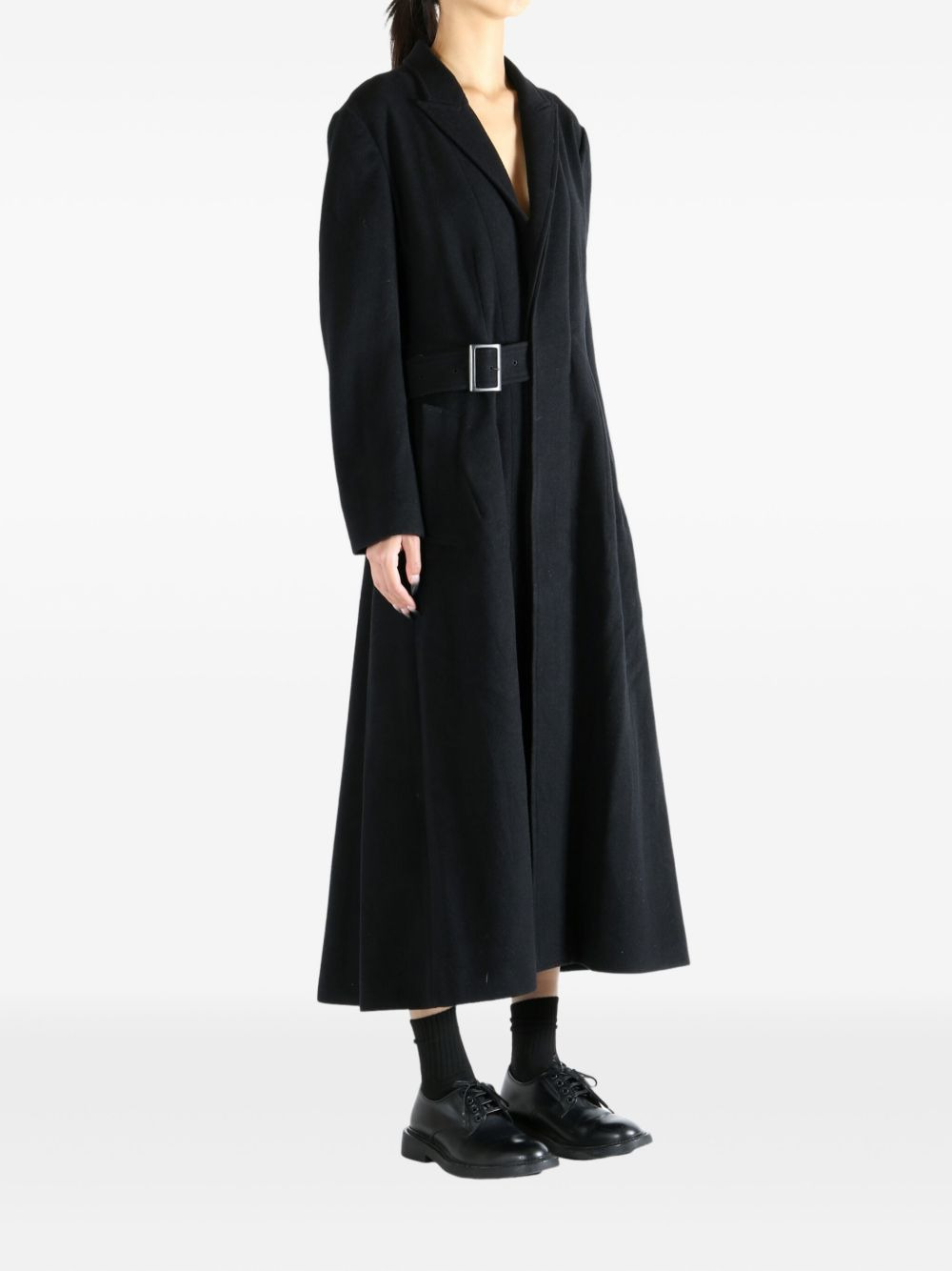 belted flared coat - 3