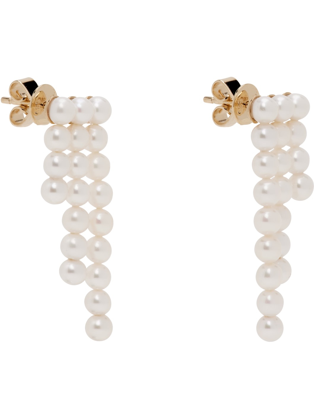White & Gold 'La Valse Trois Temps' Earrings - 2