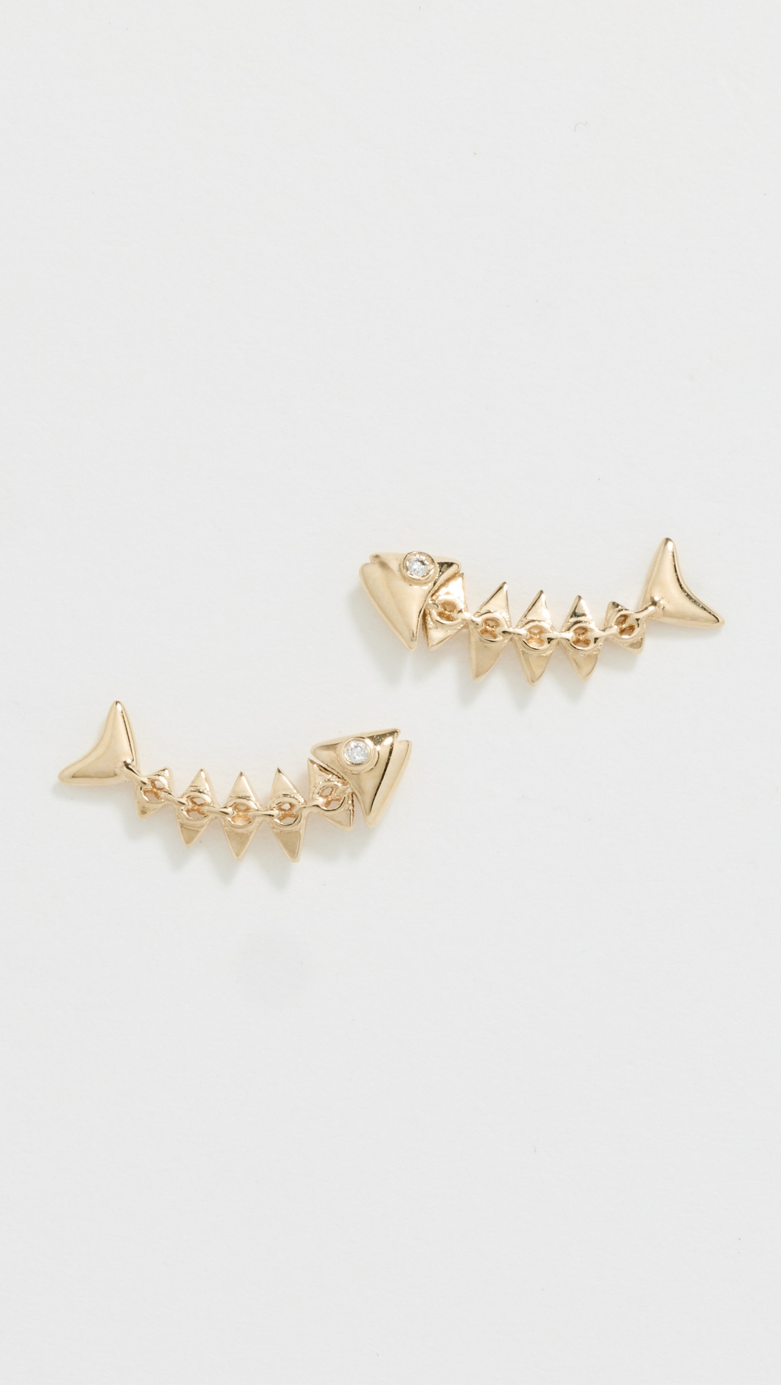 14k Fishbone Studs - 1