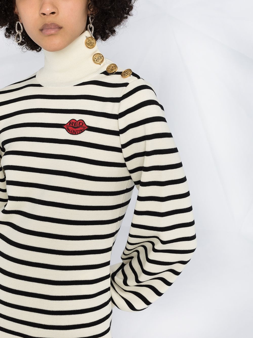 buttoned-shoulder striped jumper - 5