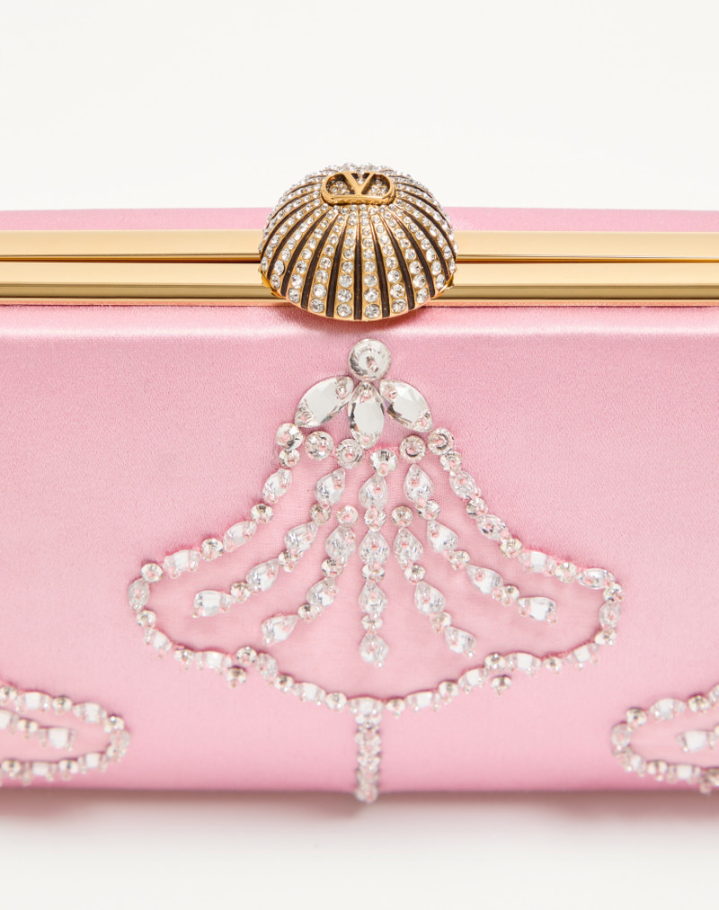 VALENTINO GARAVANI CARRY SECRETS SATIN MINAUDIERE WITH FLORAL PATTERN EMBROIDERY 8