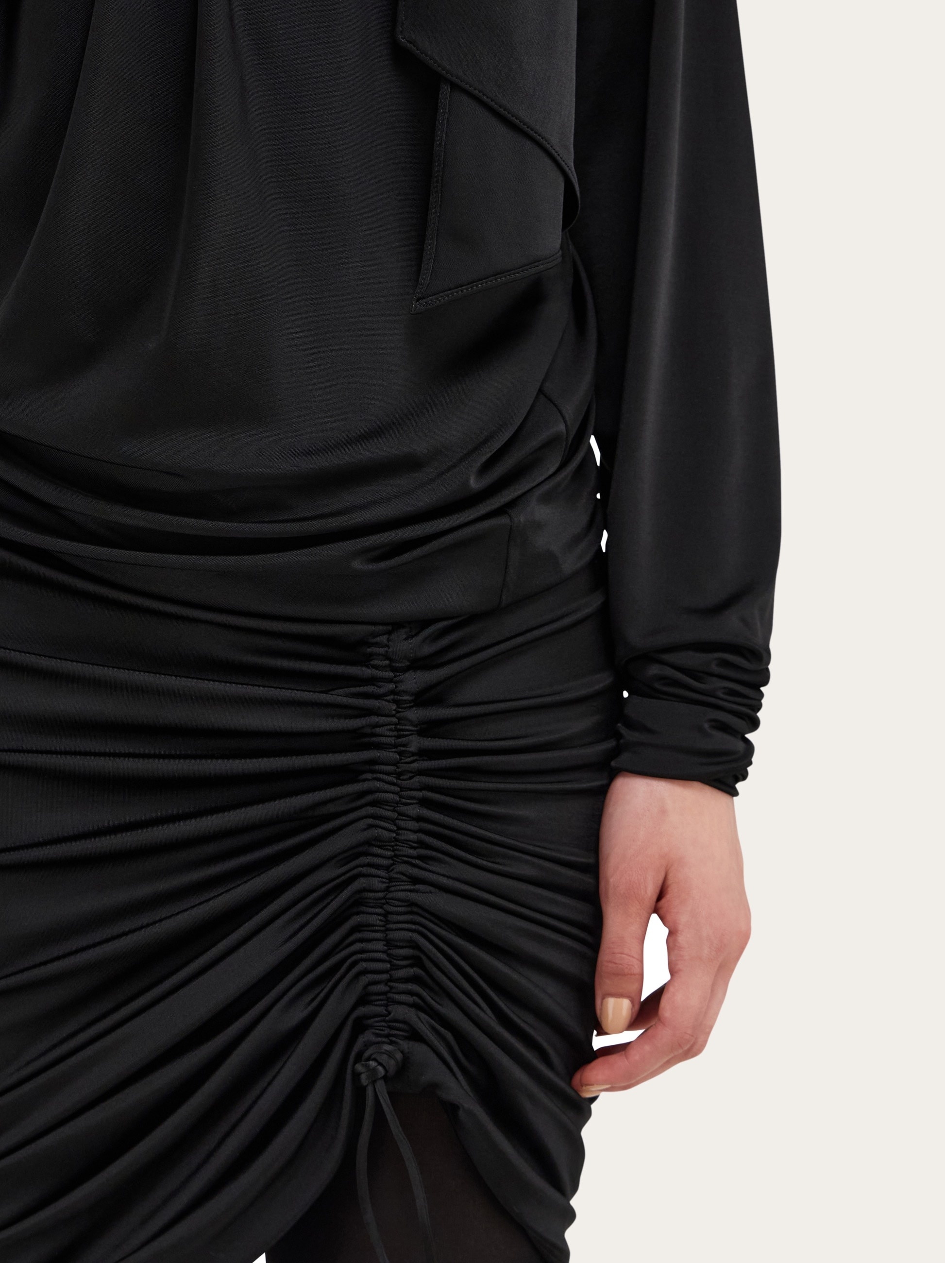 Long sleeved mini dress with gathered detail - 6