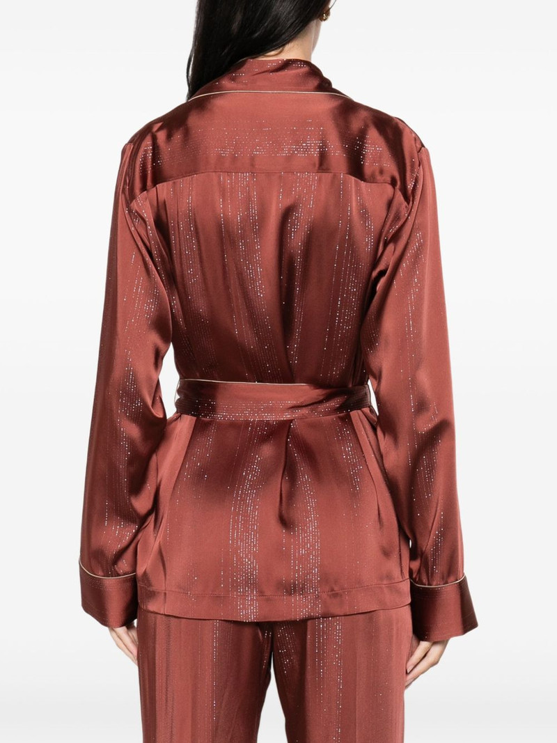 metallic-striped belted jacket 4
