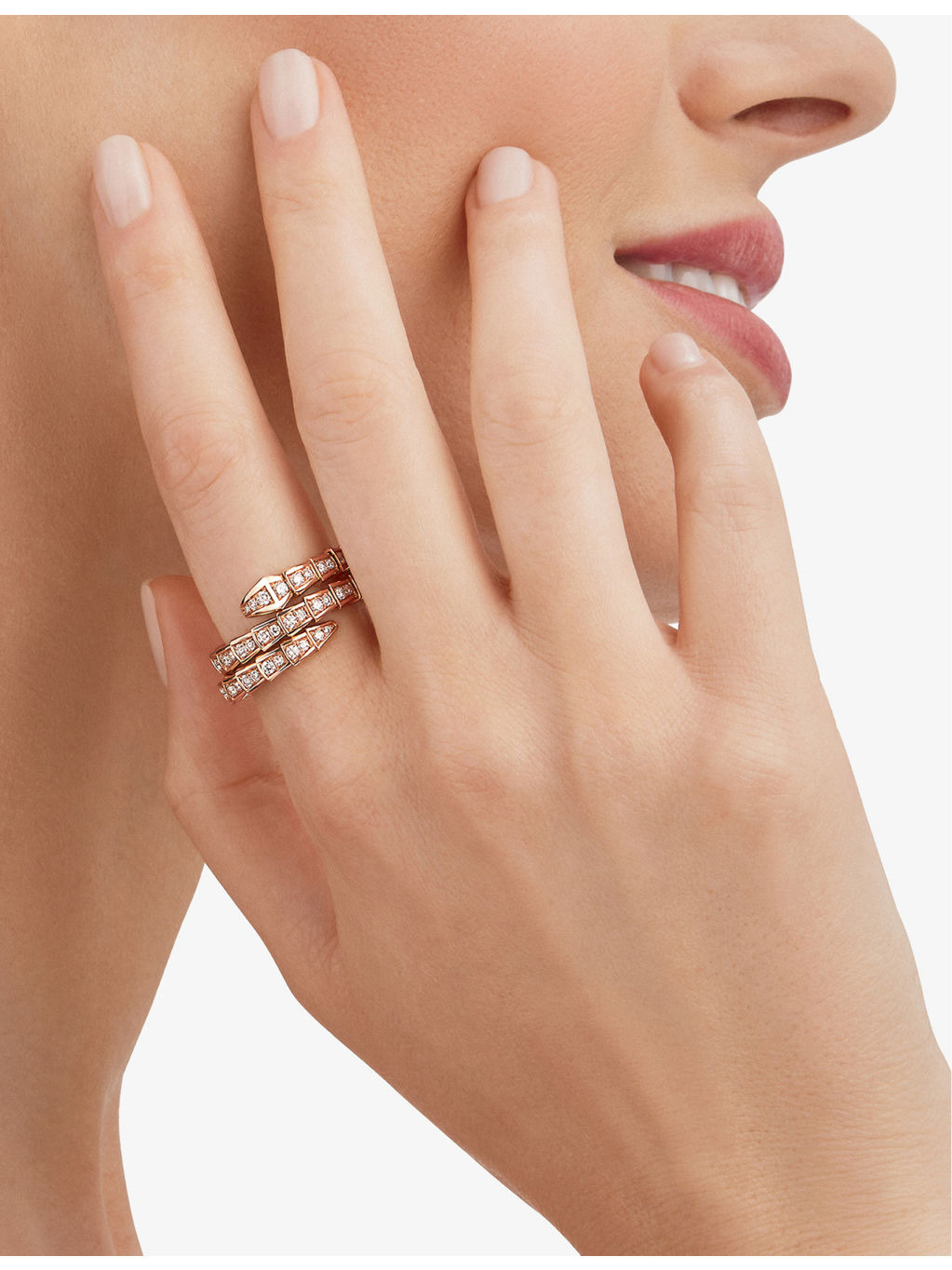 Serpenti Viper 18ct rose-gold and 1.22ct brilliant-cut diamond ring - 3