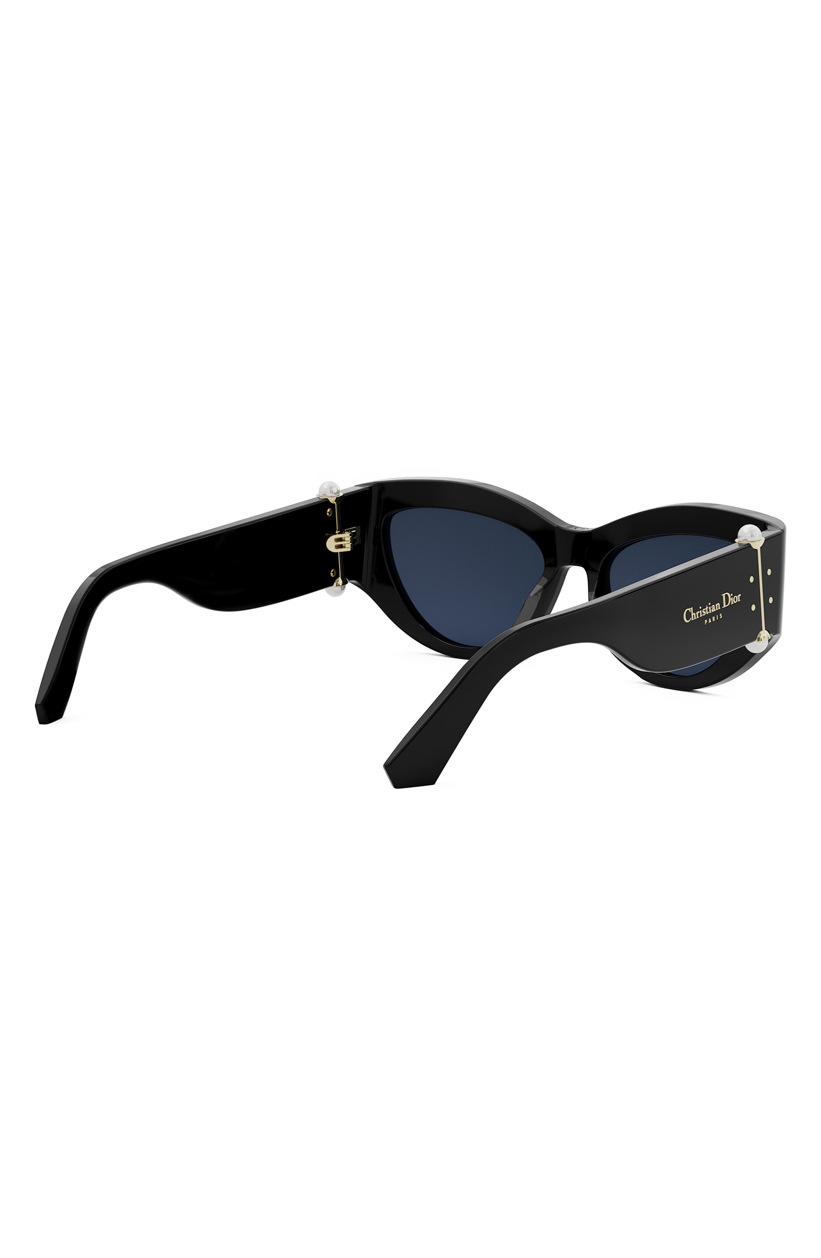 'DiorTribales B1I 55mm Cat Eye Sunglasses in Shiny Black /Blue at Nordstrom - 6