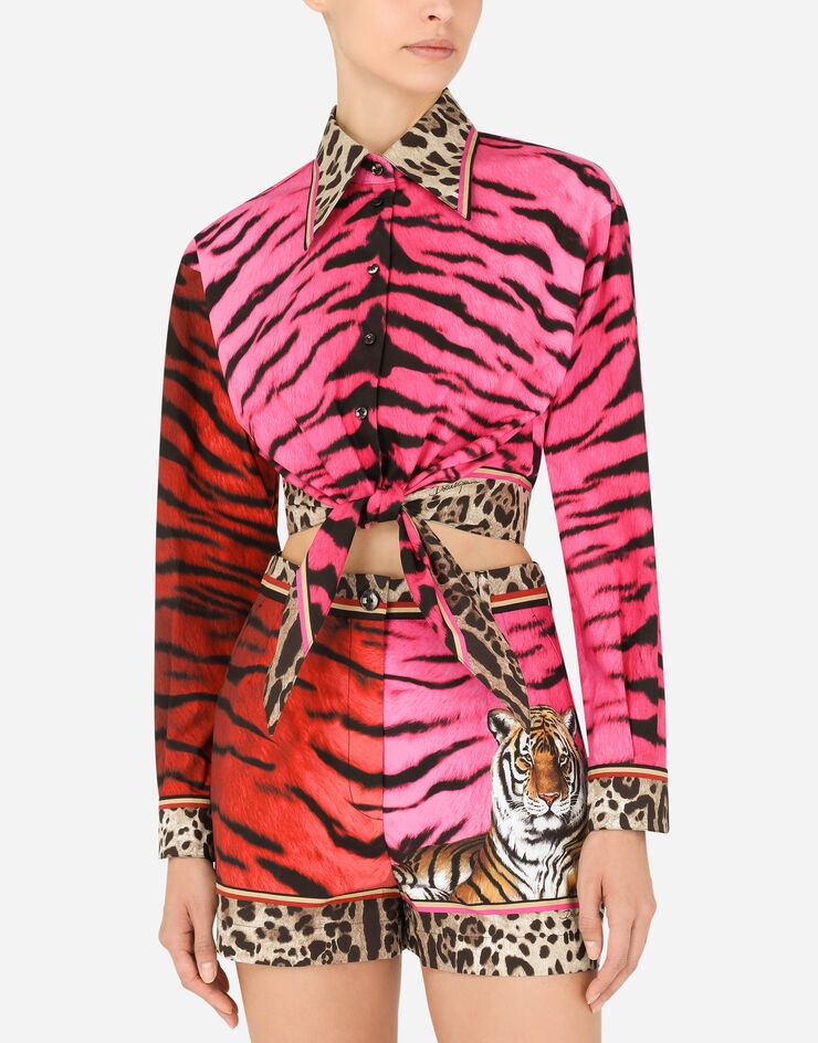 Tiger-print poplin shirt - 4