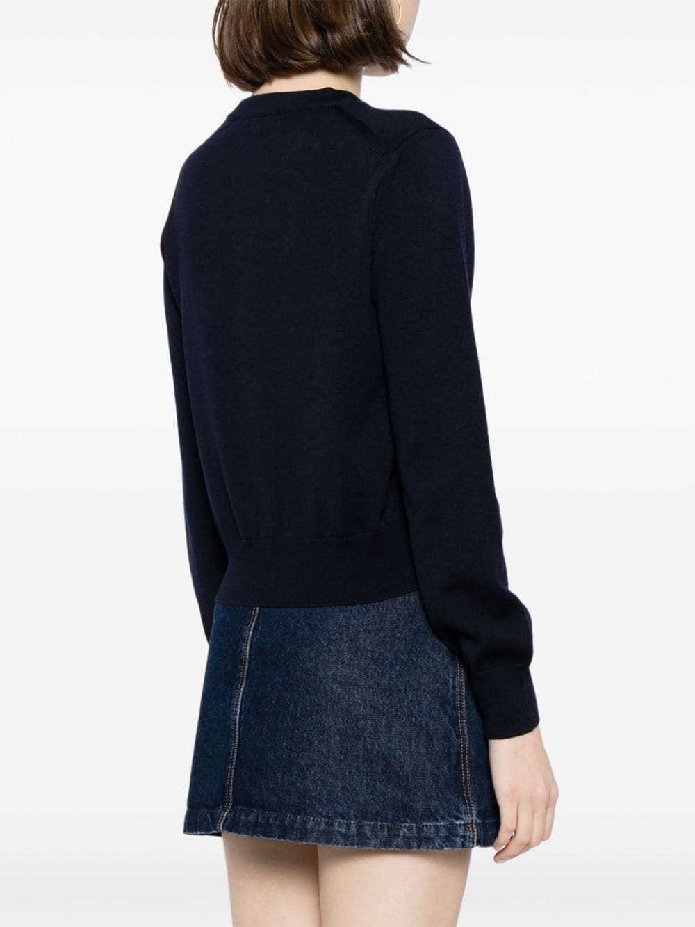 logo-appliqué wool cardigan - 4