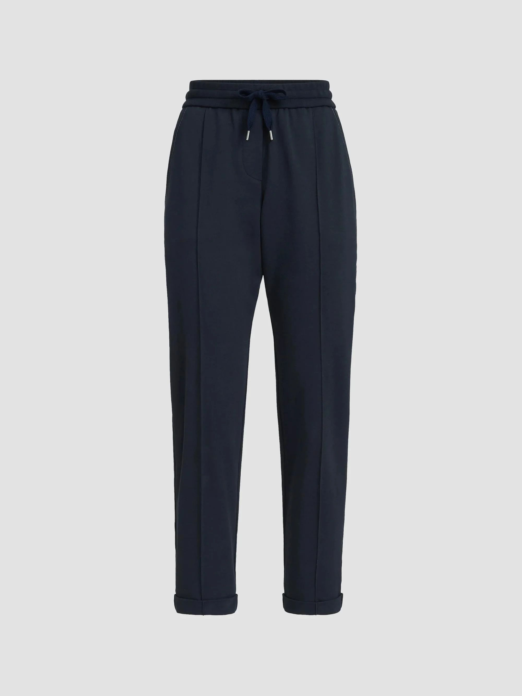 Women's Stretch Cotton Lightweight French Terry Track Trousers - Blue - 1