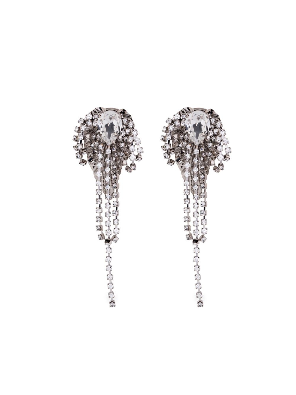 crystal-embellished fringed earrings - 1
