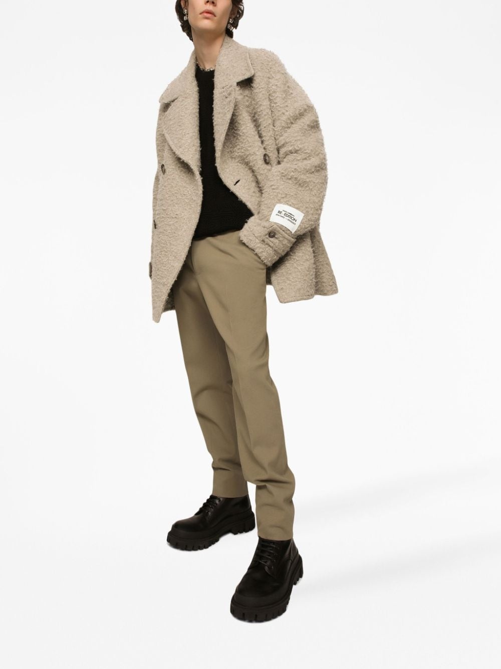 double-breasted brushed peacoat - 3