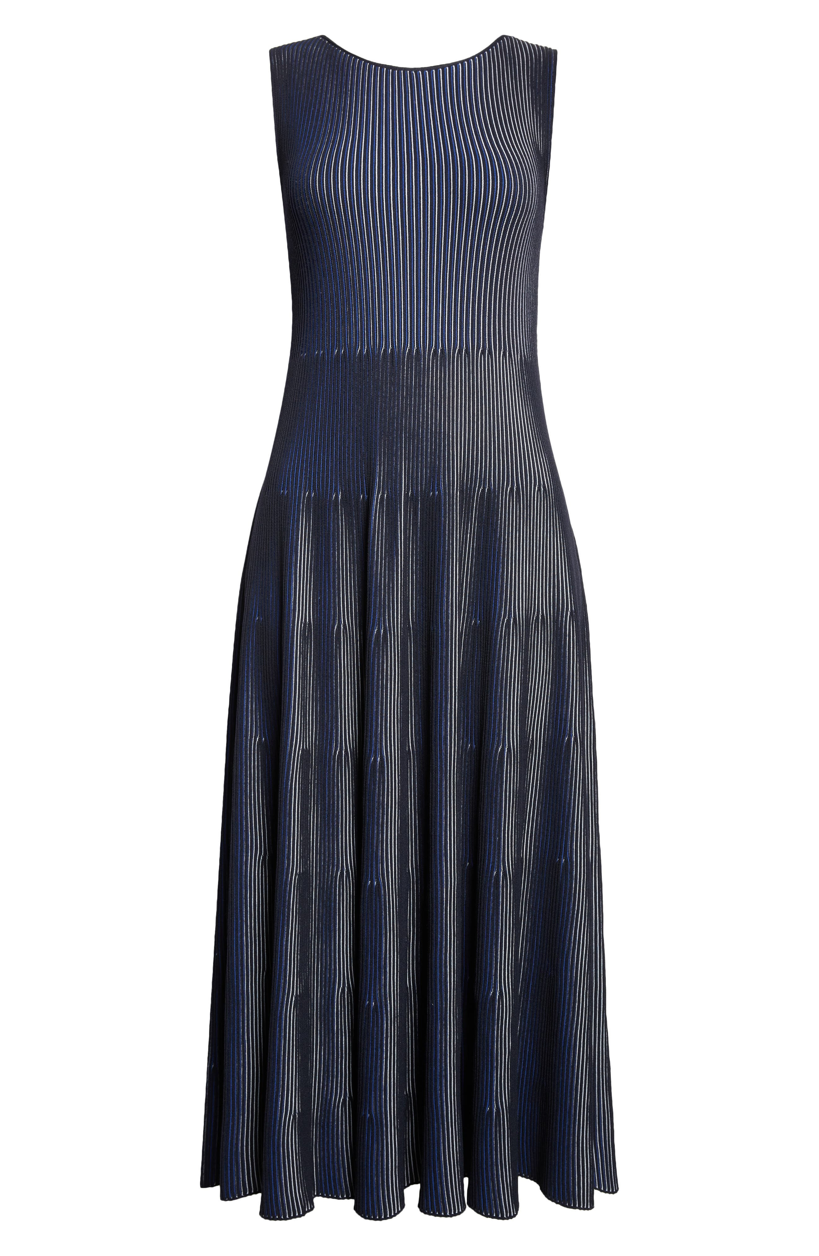 Emporio Armani Stripe Sleeveless Knit Midi Dress in Solid Black at Nordstrom - 6