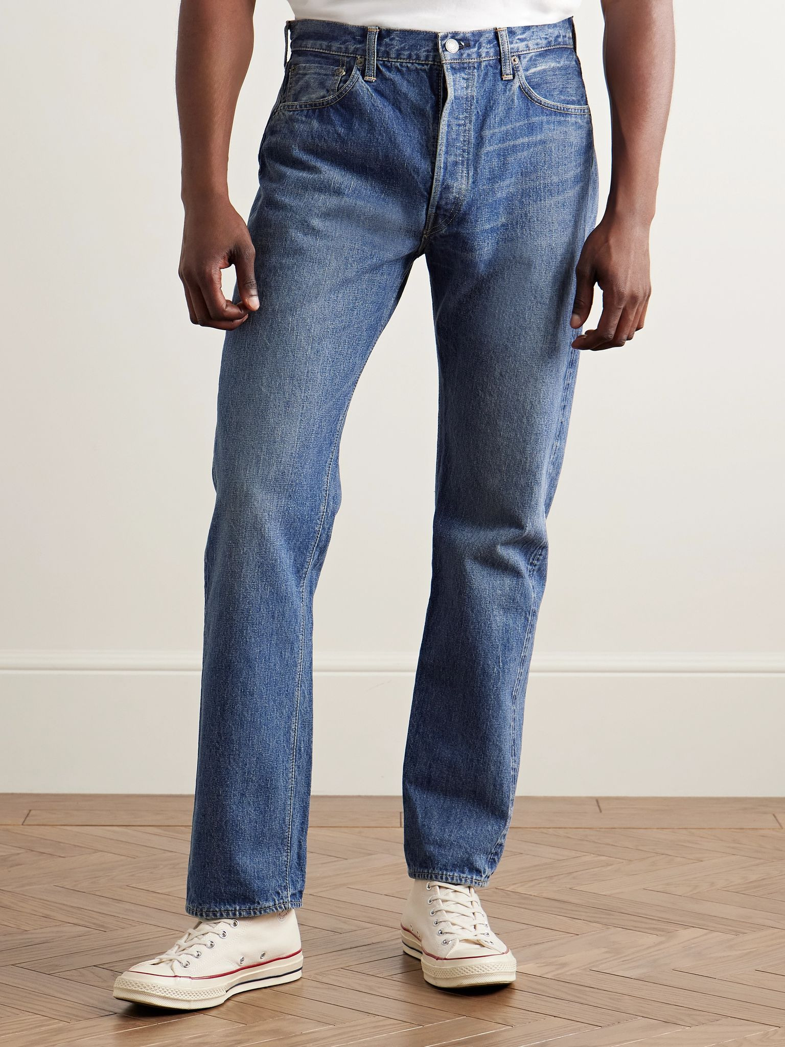 105 Straight-Leg Selvedge Jeans Blue - 3